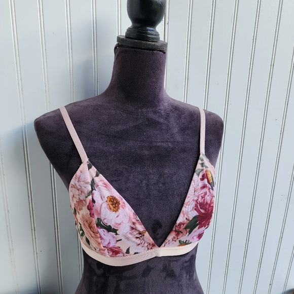 Express Intimates Pink Mesh Bra Soft Unlined Bralette Sz Large Pull Over L - Picture 1 of 12